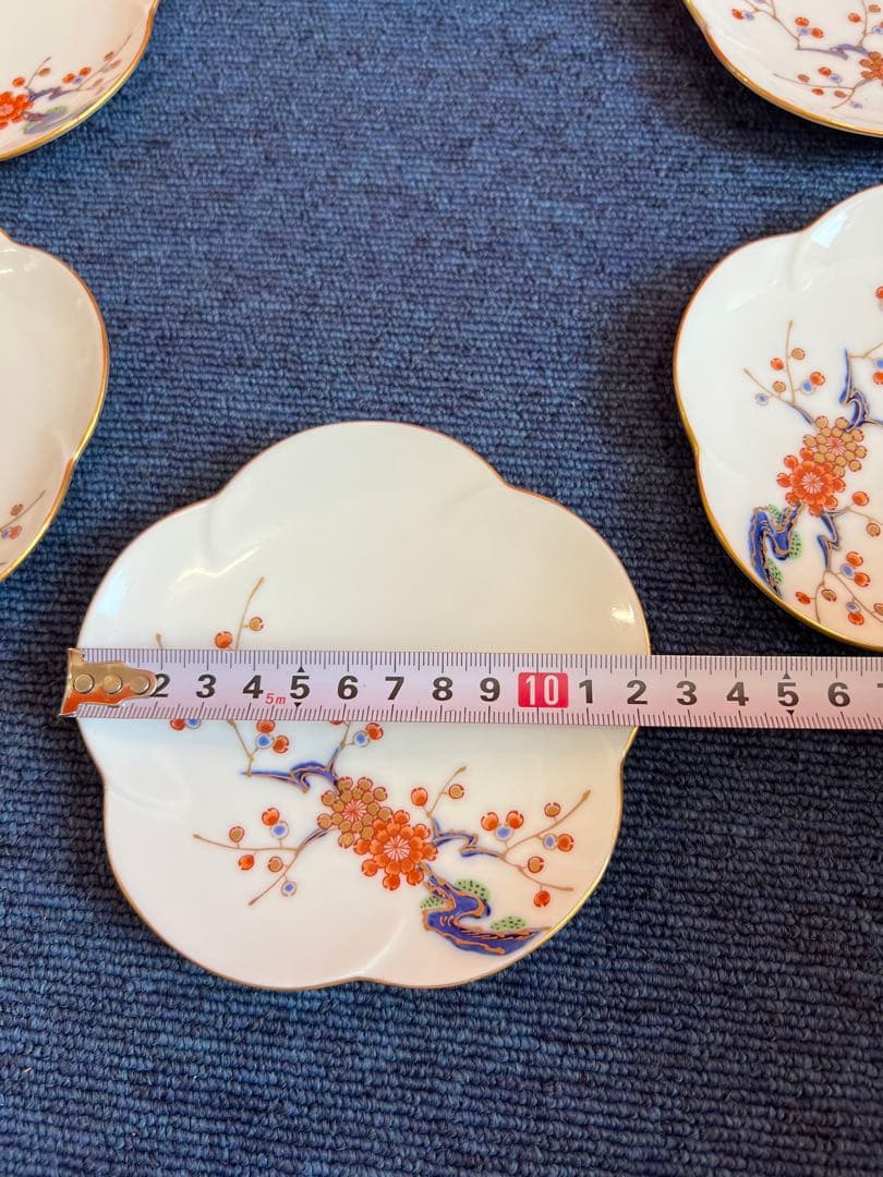 1394  深川製磁　花型皿　5客　金彩