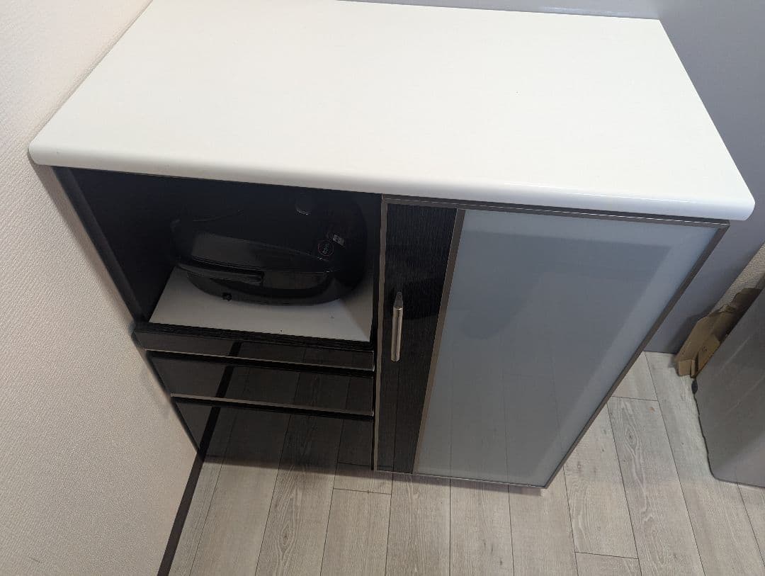 【美品】NITORIニトリ キッチンカウンター ブラック×ホワイト ポスティア