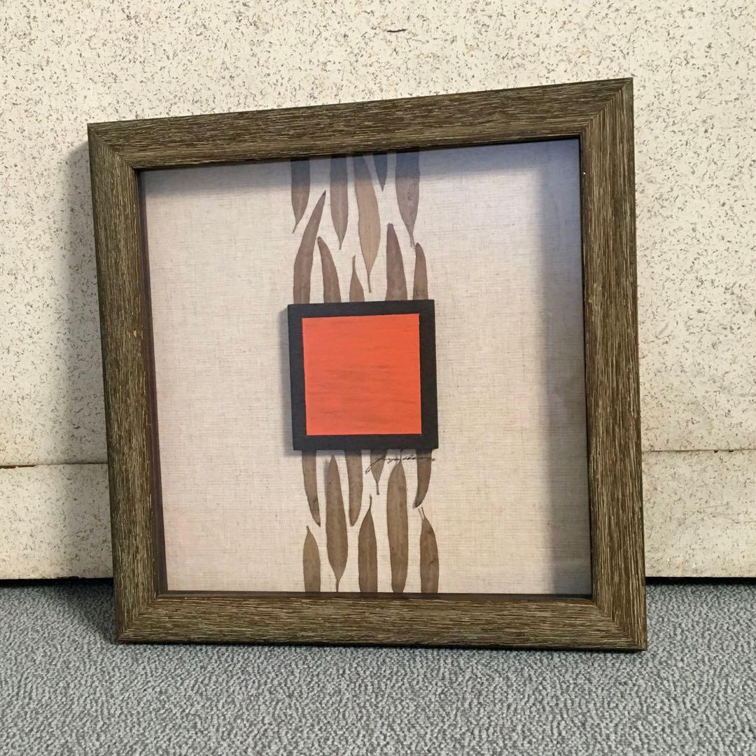 朱四角　額縁　インテリアアート