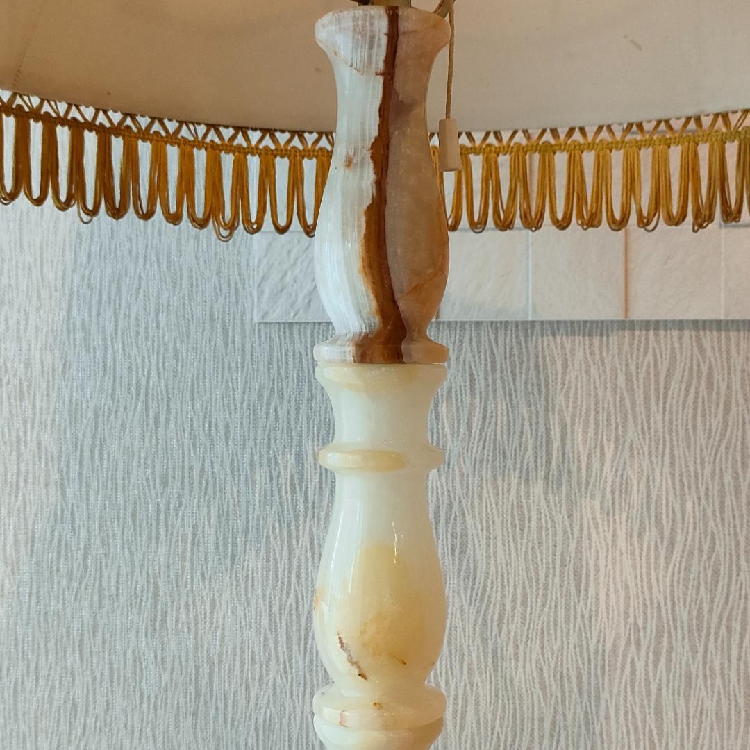 アンティーク　 スタンドランプ　大理石　フリンジシェード　照明　A8