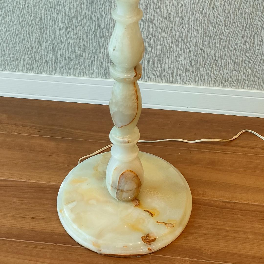 アンティーク　 スタンドランプ　大理石　フリンジシェード　照明　A8