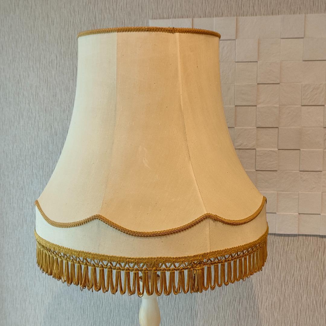 アンティーク　 スタンドランプ　大理石　フリンジシェード　照明　A8