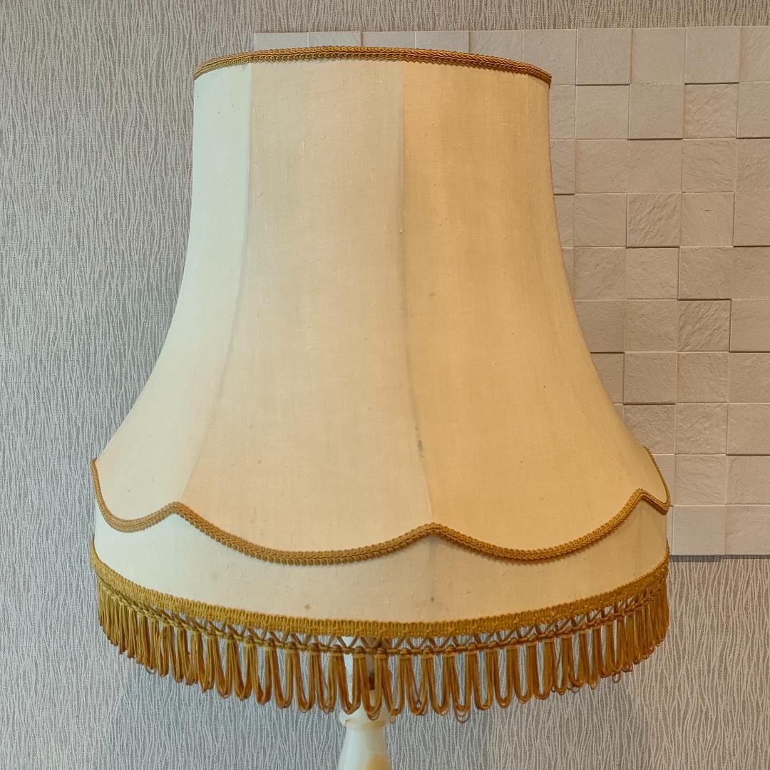 アンティーク　 スタンドランプ　大理石　フリンジシェード　照明　A8