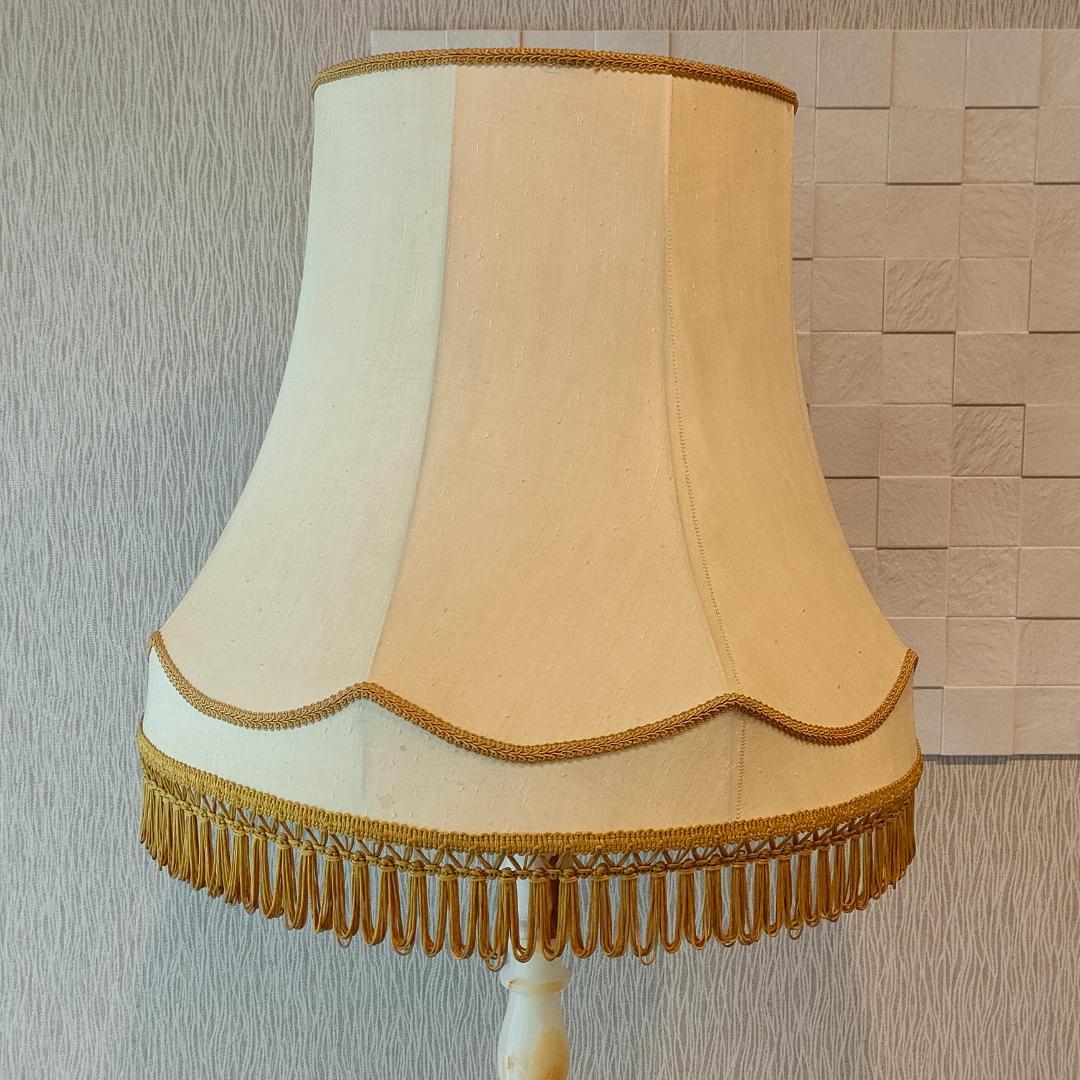 アンティーク　 スタンドランプ　大理石　フリンジシェード　照明　A8