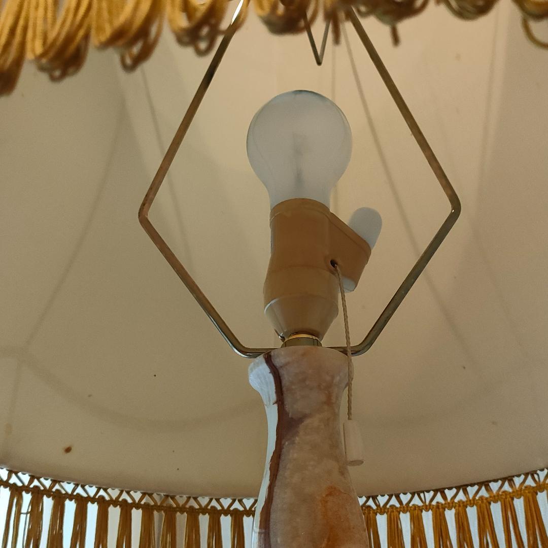 アンティーク　 スタンドランプ　大理石　フリンジシェード　照明　A8