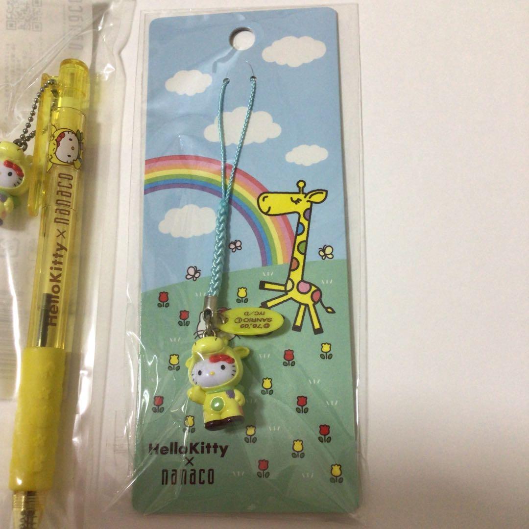 ハローキティ　✖️ nanaco ストラップ　ボールペン(黄色)