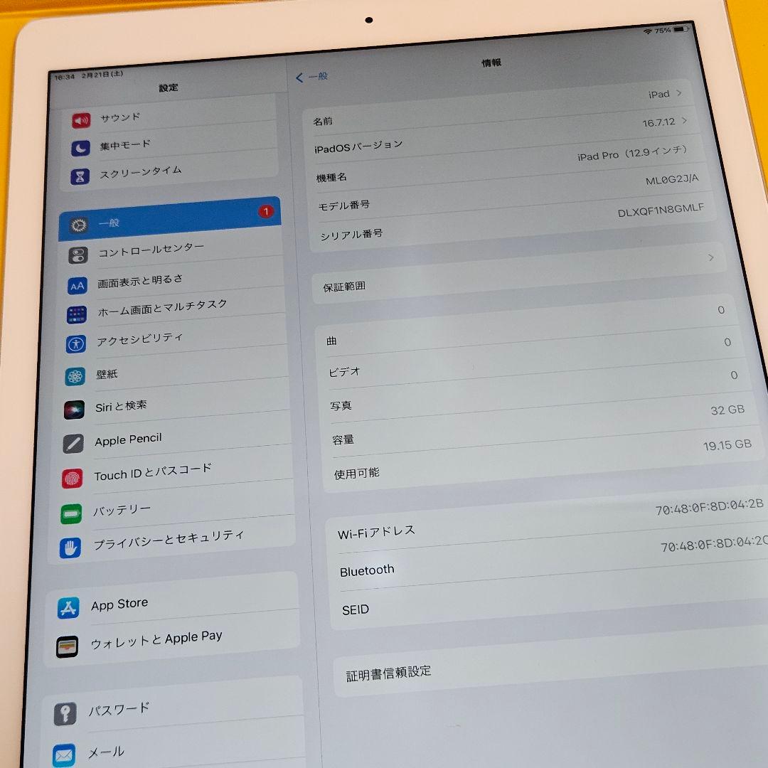 iPad Pro 12.9インチ 第1世代 Wi-Fi 32GB　#379