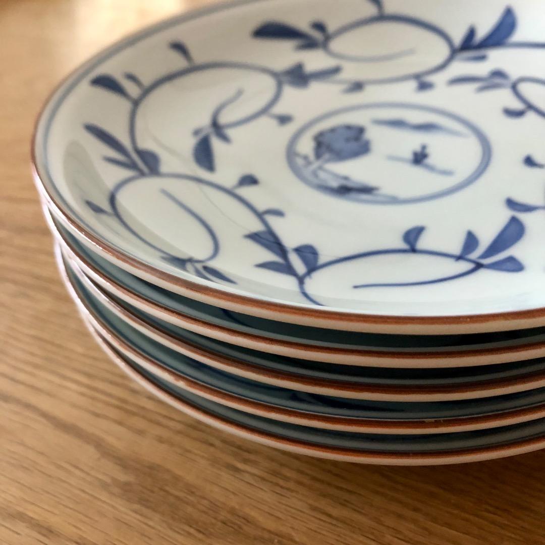 値下げ【未使用】波佐見焼 洸琳窯 染付 山水唐草 皿 18cm 和皿