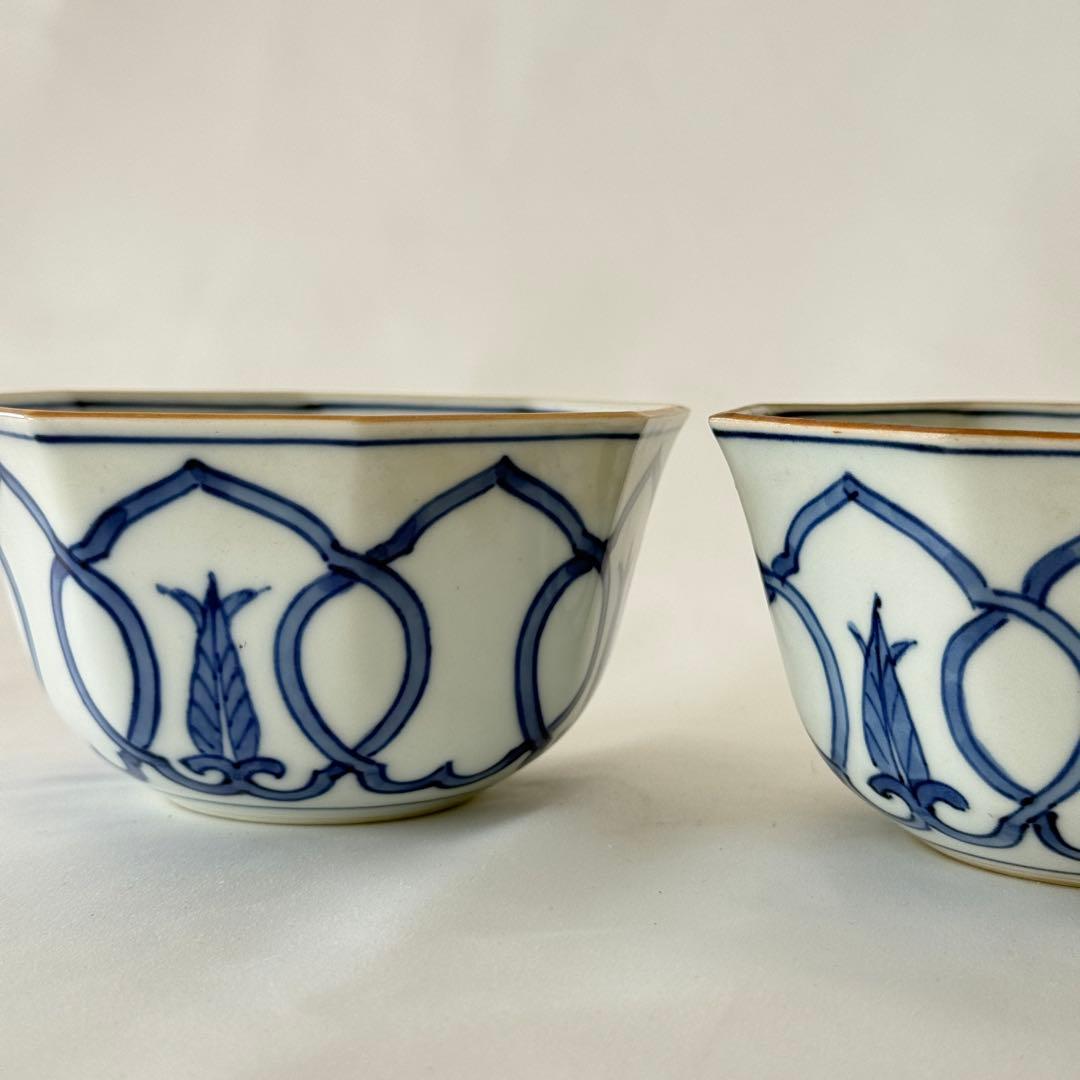 京焼　剣菱　八角　白青　小鉢　2個セット