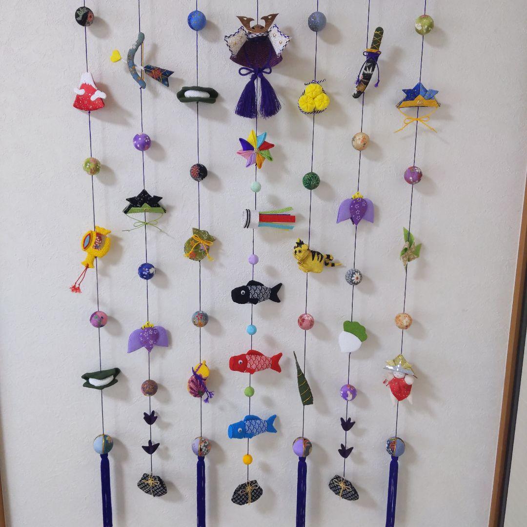 ちりめん細工　端午の節句の壁掛け下げ飾り(7下げ)