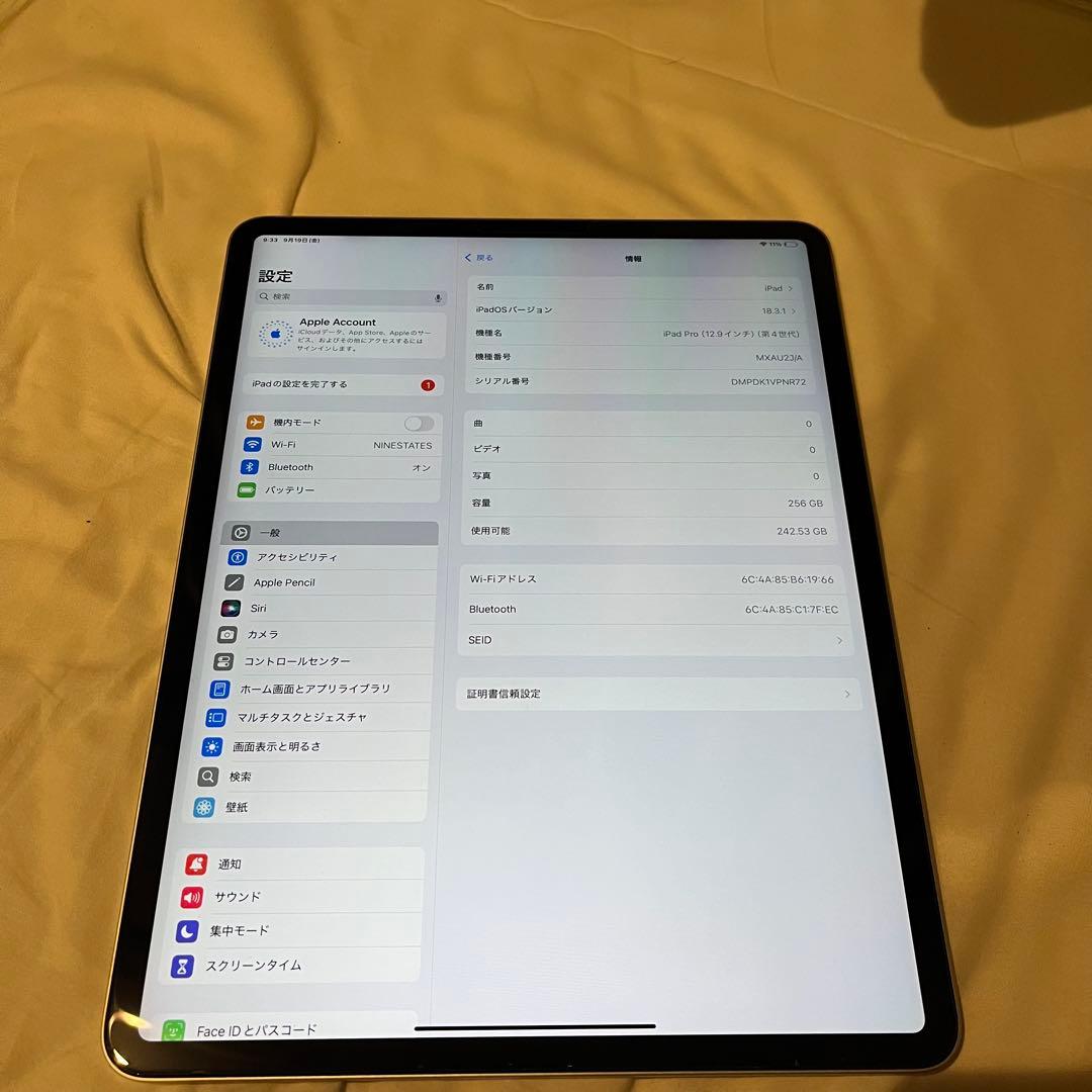 Apple iPad Pro 12.9 第4世代　256GB ケース付　第四世代