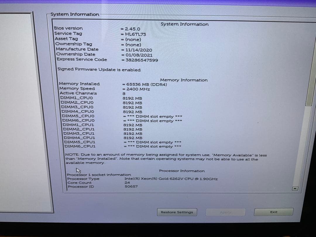 ワークステーション Dell T7820 Xeon 6262V x2 64GB