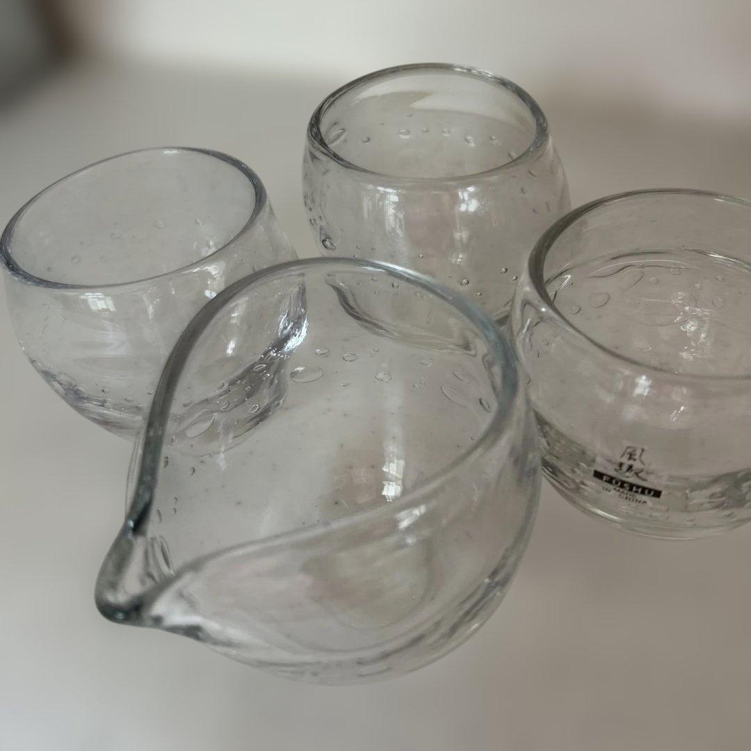 風趣　気泡グラス6個と冷酒（❓）入れ2個セット