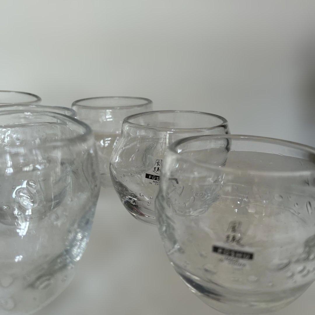風趣　気泡グラス6個と冷酒（❓）入れ2個セット