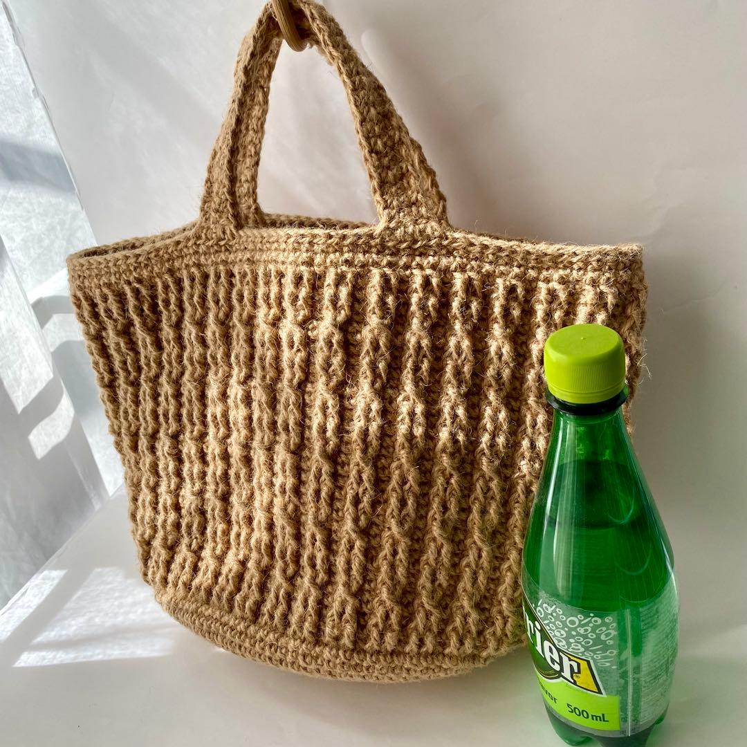 【新品】【ハンドメイド】麻紐のマルシェバッグ（大きめサイズ）トートバッグ