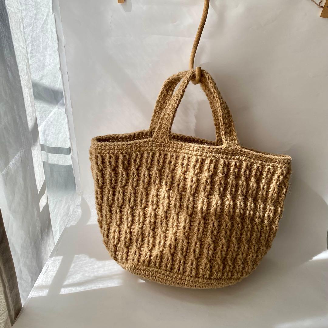 【新品】【ハンドメイド】麻紐のマルシェバッグ（大きめサイズ）トートバッグ