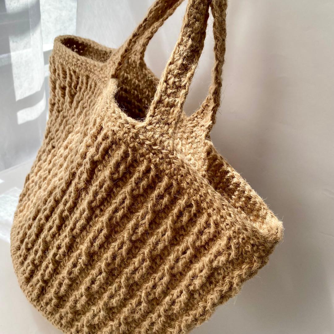 【新品】【ハンドメイド】麻紐のマルシェバッグ（大きめサイズ）トートバッグ