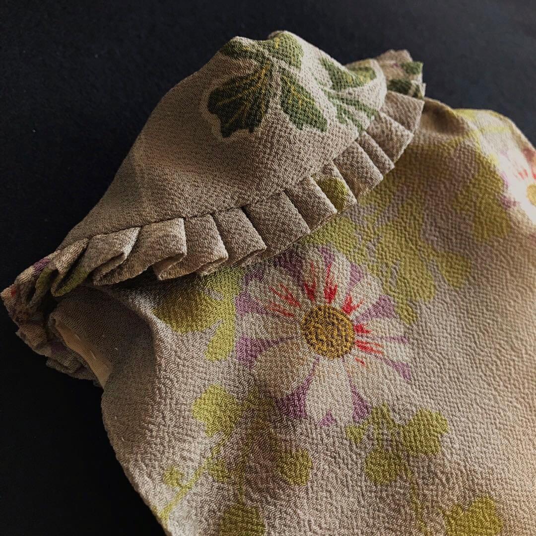 ＊ 市松人形 江戸縮緬 被布 8号〜10号 ロング ＊ 正絹 アンティーク