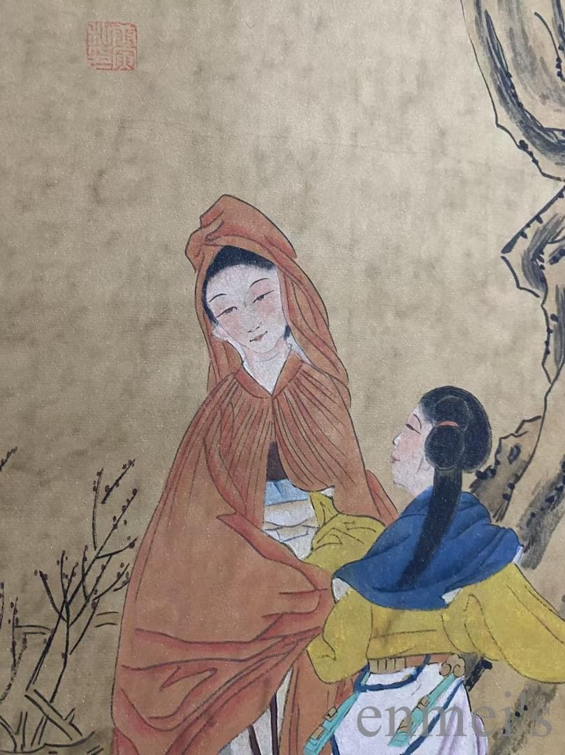 中国古美術『唐寅款 人物画』宣紙 三尺中堂画 掛軸 書画 肉筆 水墨画 書 旧蔵