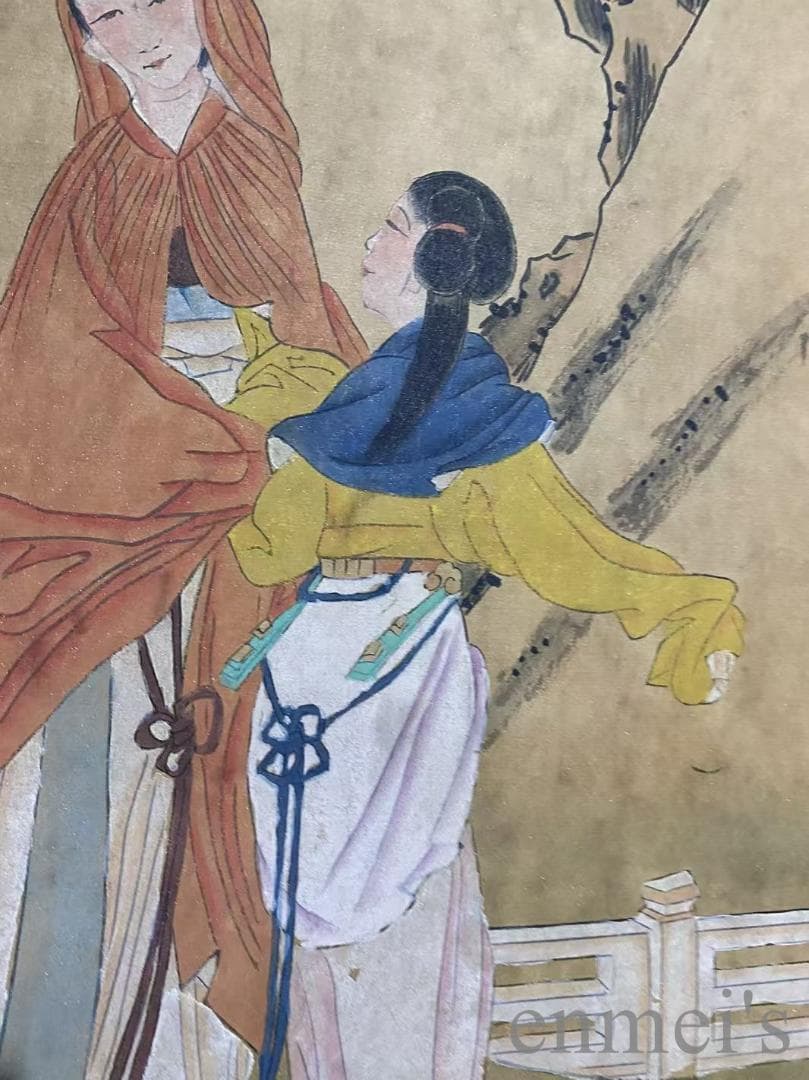 中国古美術『唐寅款 人物画』宣紙 三尺中堂画 掛軸 書画 肉筆 水墨画 書 旧蔵