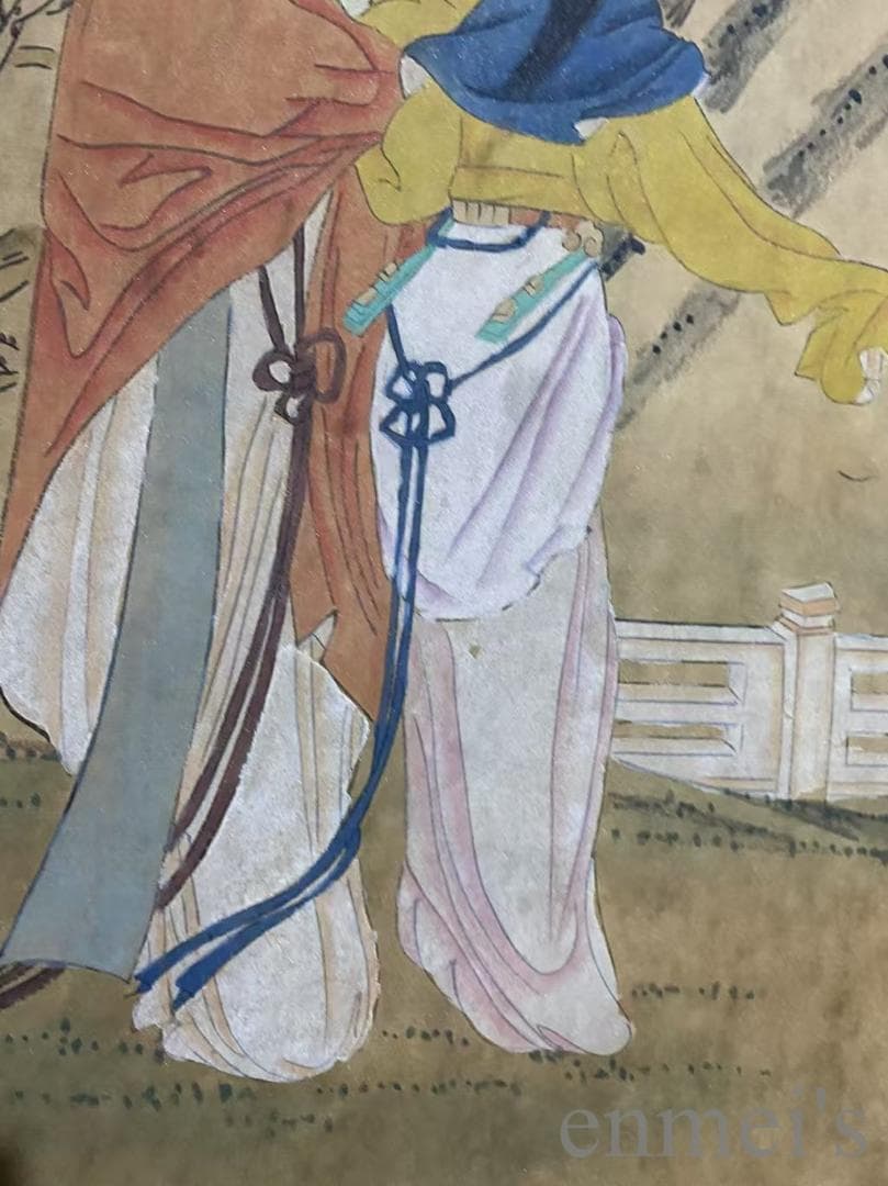 中国古美術『唐寅款 人物画』宣紙 三尺中堂画 掛軸 書画 肉筆 水墨画 書 旧蔵