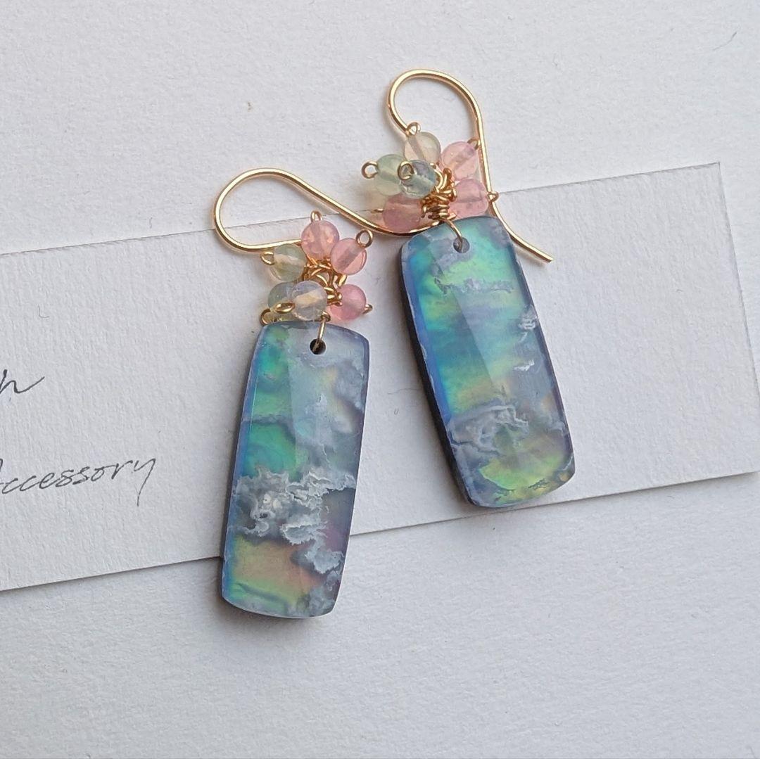 オーロラプルームアゲート ピアス