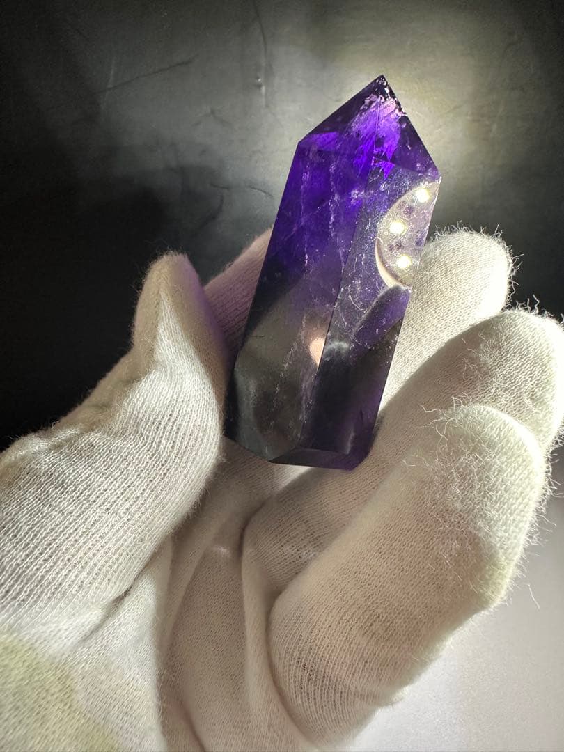 極美品 ボリビア産アメトリン ポイント 高発色 バイカラー水晶 348