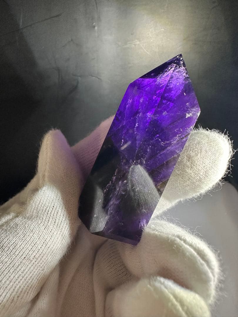 極美品 ボリビア産アメトリン ポイント 高発色 バイカラー水晶 348