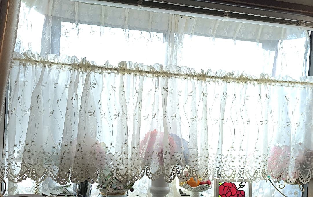 カフェカーテン【ピコ様オーダー品　トルコ刺繍レース　スカラップ】ハンドメイド