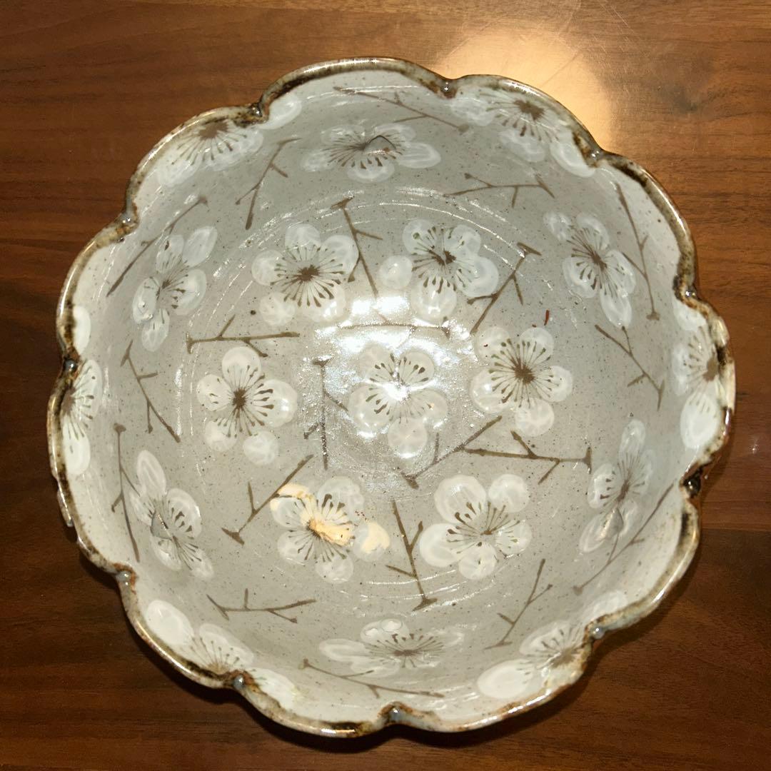 【ビンテージ】康峰作 仙 三角穴透かし入り白梅模様 菓子鉢2個セット