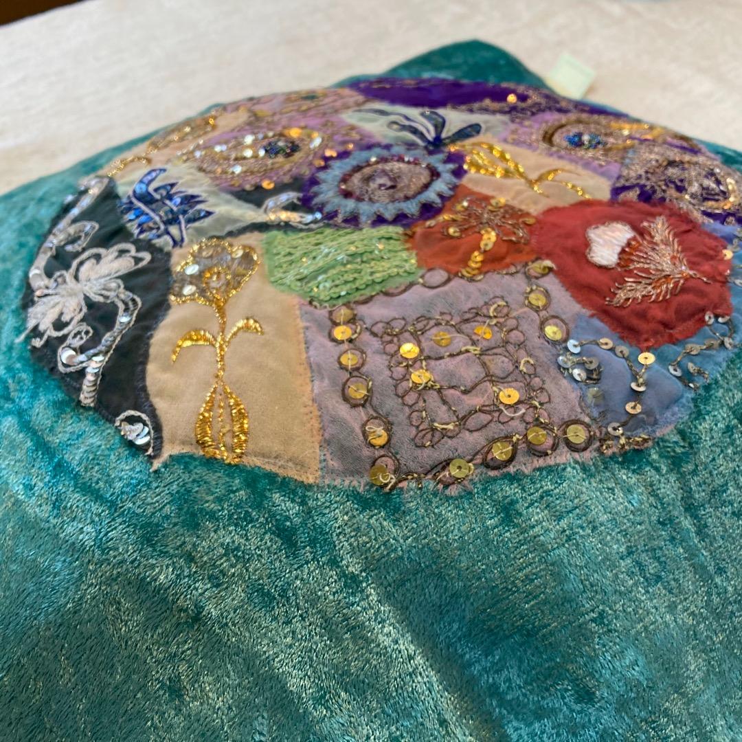 クッションカバー　インド　アジアン風　緑