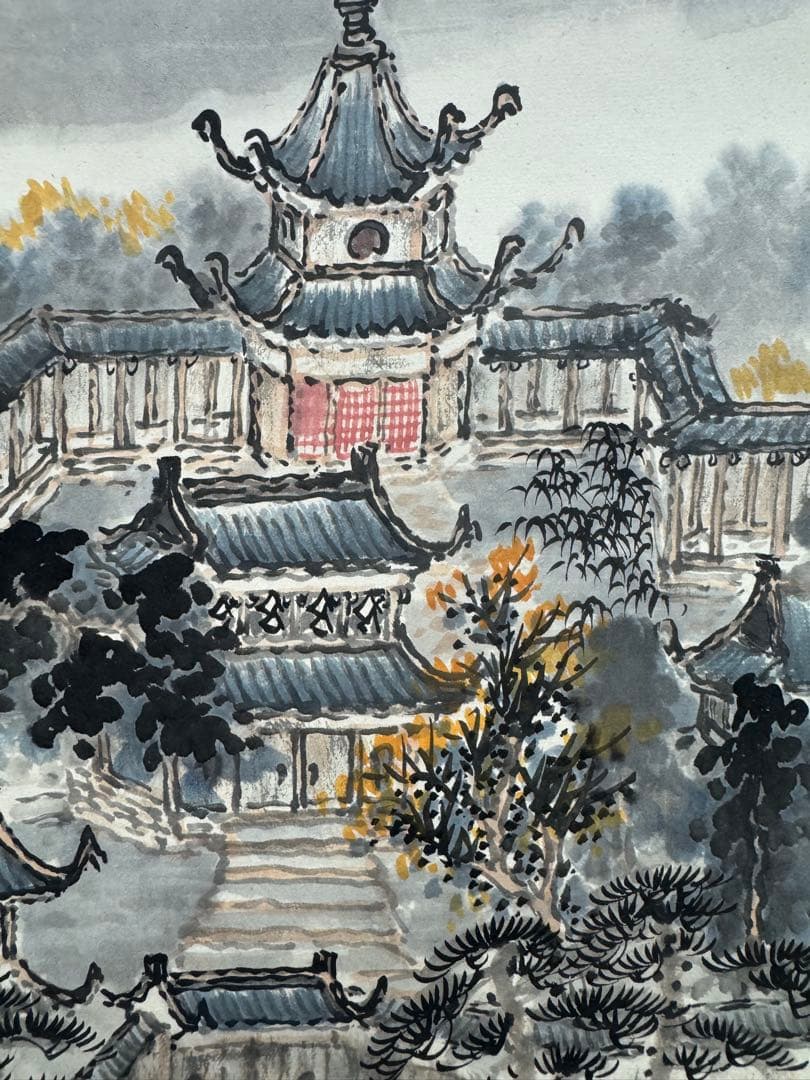 【58】中国画 掛軸 拓本 紙本 中国美術 水墨画 山水図