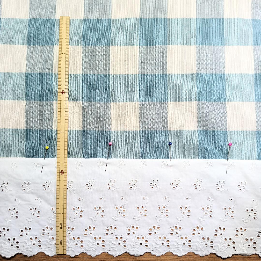まい様 特注品×3枚♥カフェカーテン 青系 グレージュブルー 花柄コットンレース