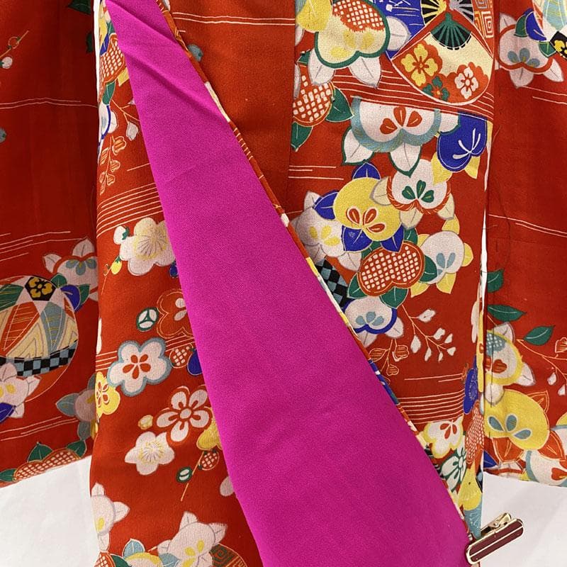 502ag46, 帯締め帯揚げしごき◎七五三 七歳 アンティーク 着物&丸帯◎