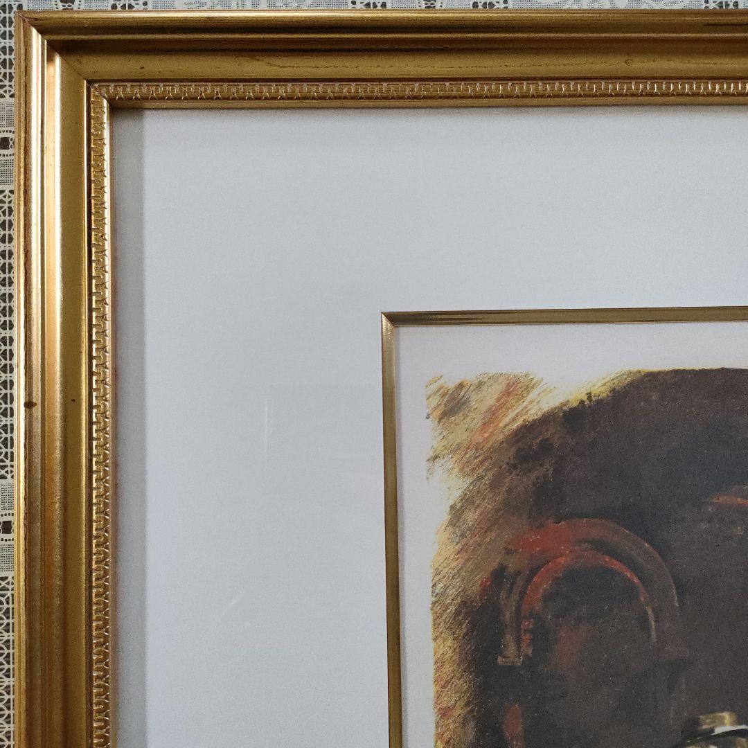 斎藤三郎　大判リトグラフ『祭りの馬車』直筆サイン入、ウコン布&共箱付