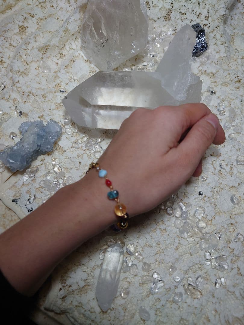 ラリマー、ルチルクォーツ、アンバー、ミラーボールカットアメジストなど