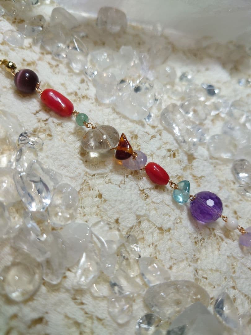 ラリマー、ルチルクォーツ、アンバー、ミラーボールカットアメジストなど