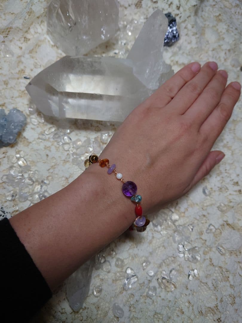 ラリマー、ルチルクォーツ、アンバー、ミラーボールカットアメジストなど