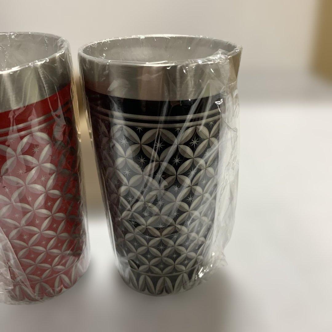 璃庵 水筒 ステンレス製 1対 真空二層カップ 1対 赤黒 木箱入り 350ml