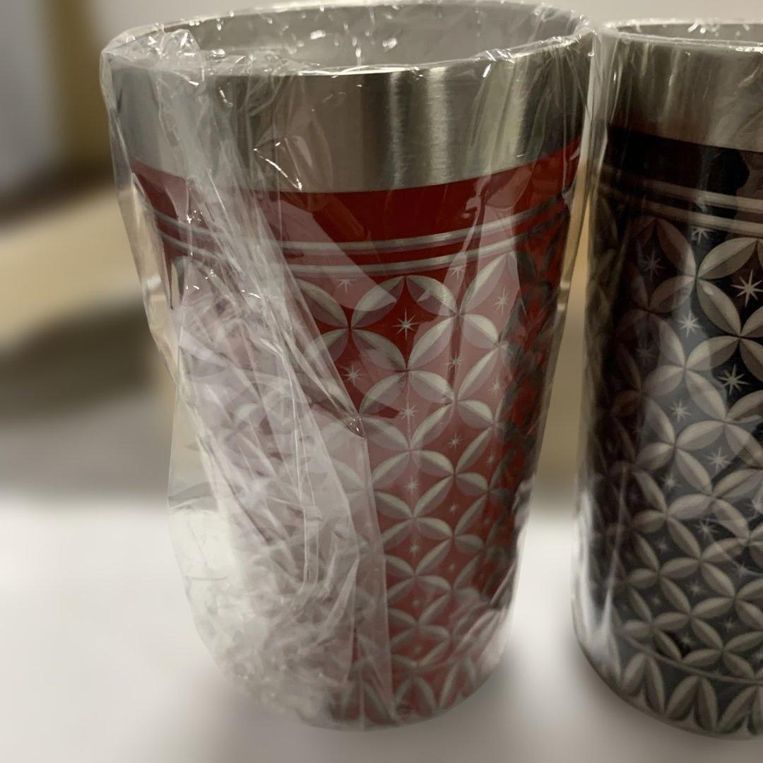 璃庵 水筒 ステンレス製 1対 真空二層カップ 1対 赤黒 木箱入り 350ml