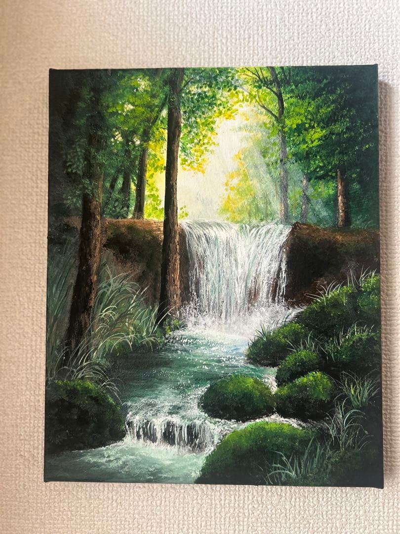 風景画 アクリル絵画　光を纏う森の流れ　こちらはお取り置き商品です