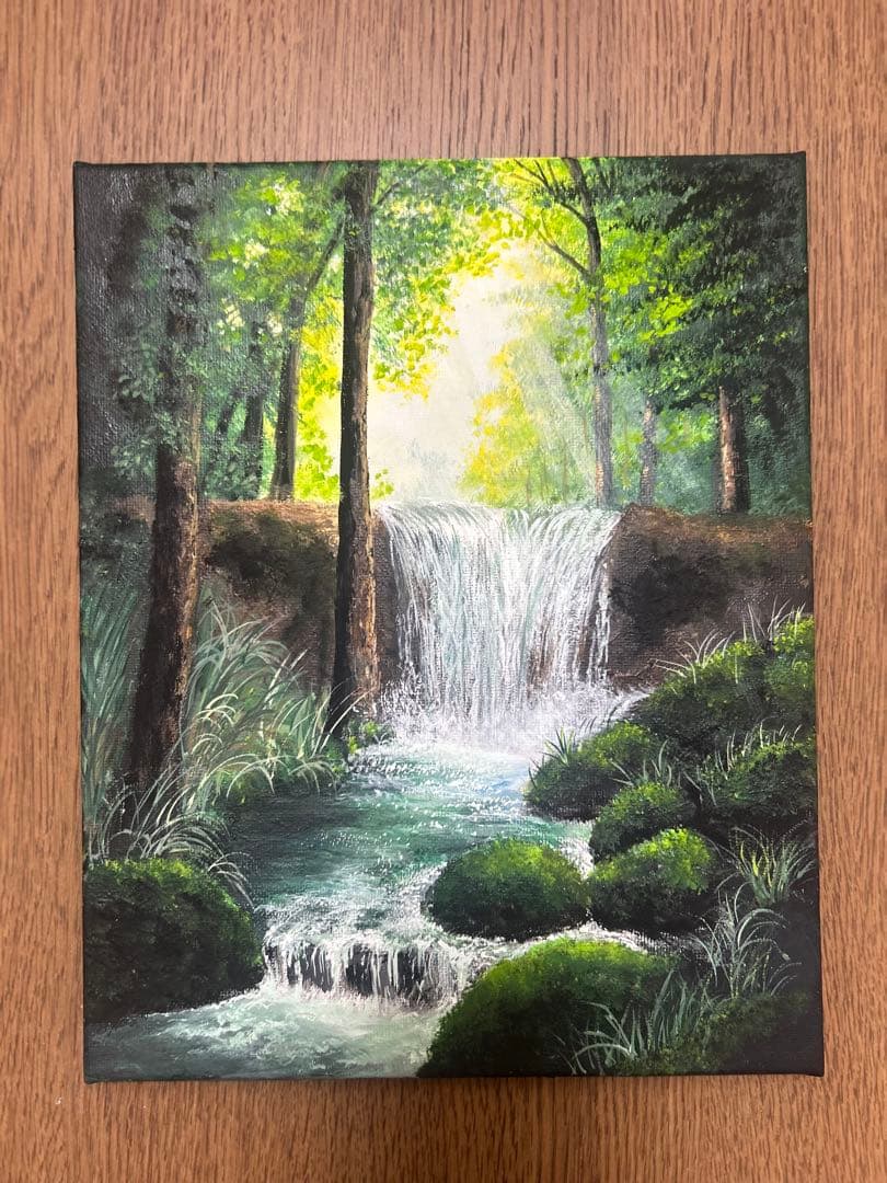 風景画 アクリル絵画　光を纏う森の流れ　こちらはお取り置き商品です