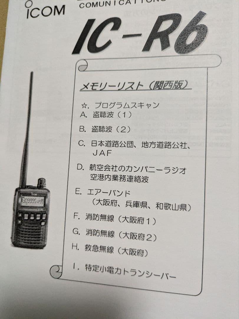 ICOM IC-R6 RED 広帯域受信機 受信改造済 ワイドバンドレシーバ