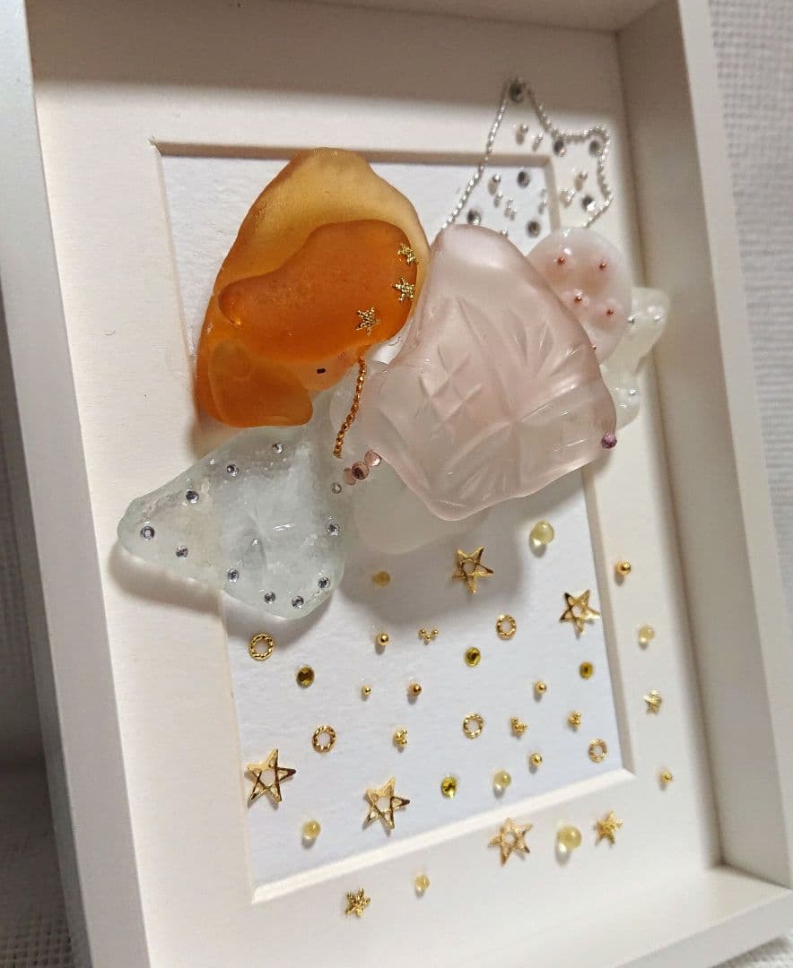 シーグラスアート ミニフレームセット 織姫と彦星