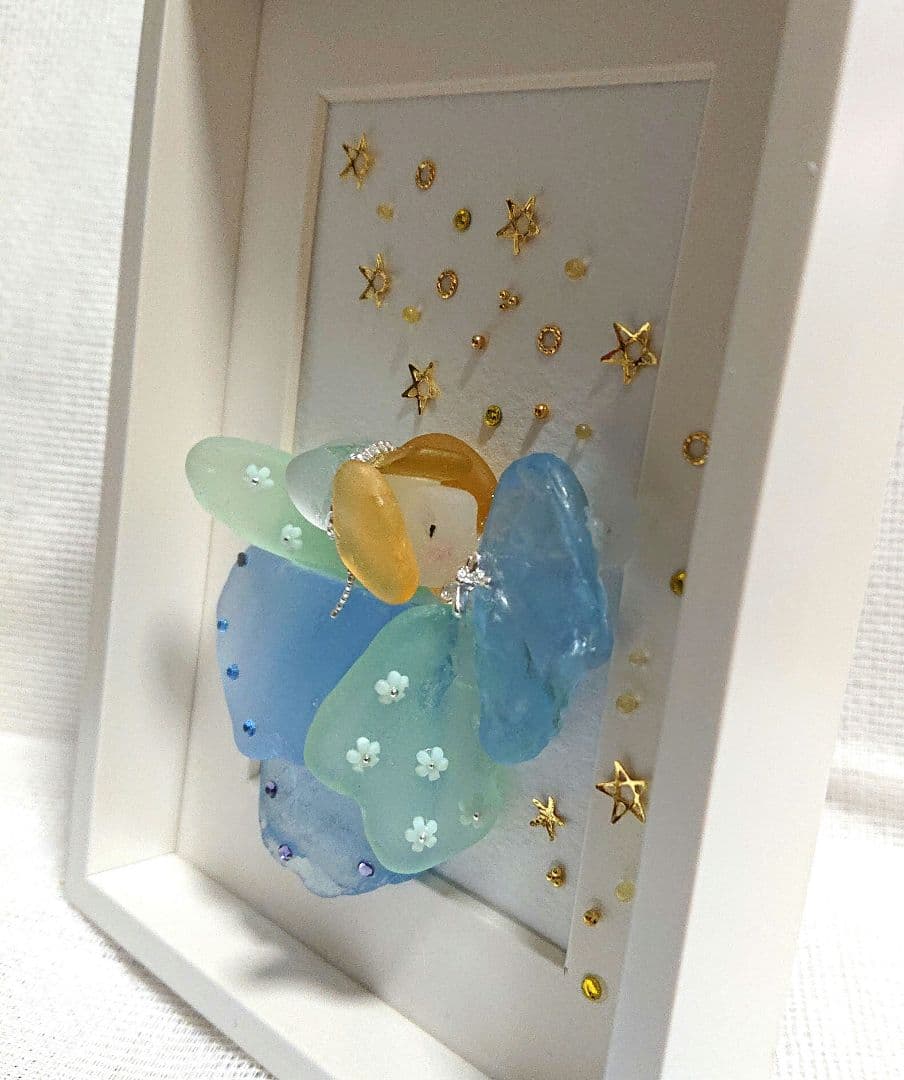 シーグラスアート ミニフレームセット 織姫と彦星