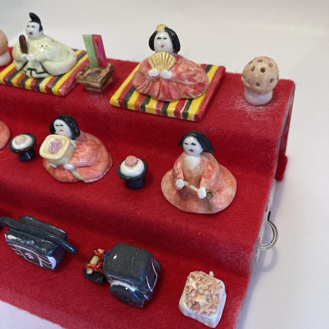 124 陶芸 ひな人形 陶器 三段飾り 雛人形 ひな祭り 手作り ライト付き