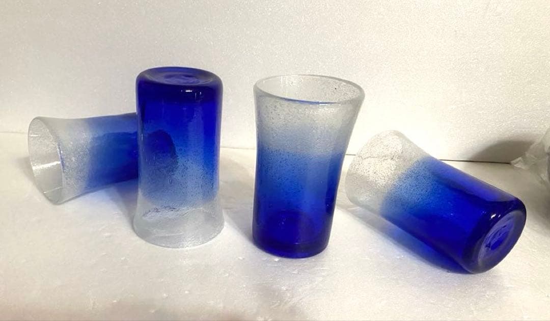 琉球ガラス　泡入り花瓶・泡入りグラス✖️5