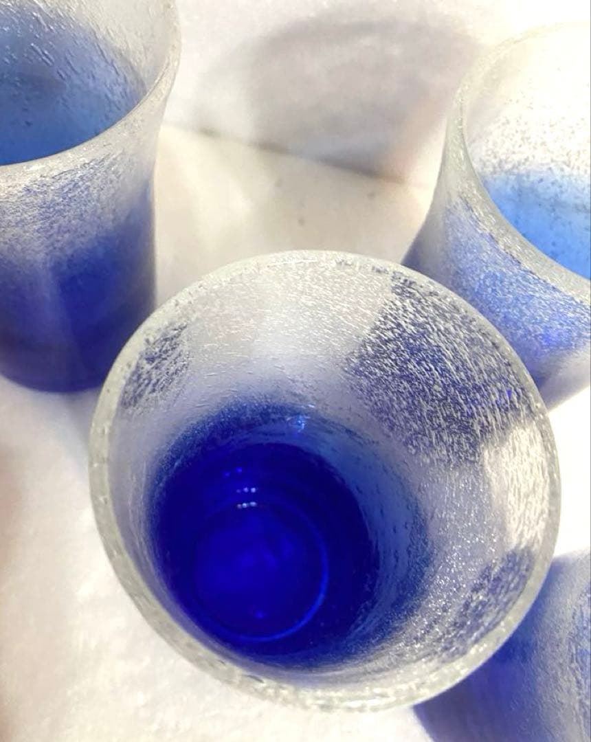 琉球ガラス　泡入り花瓶・泡入りグラス✖️5