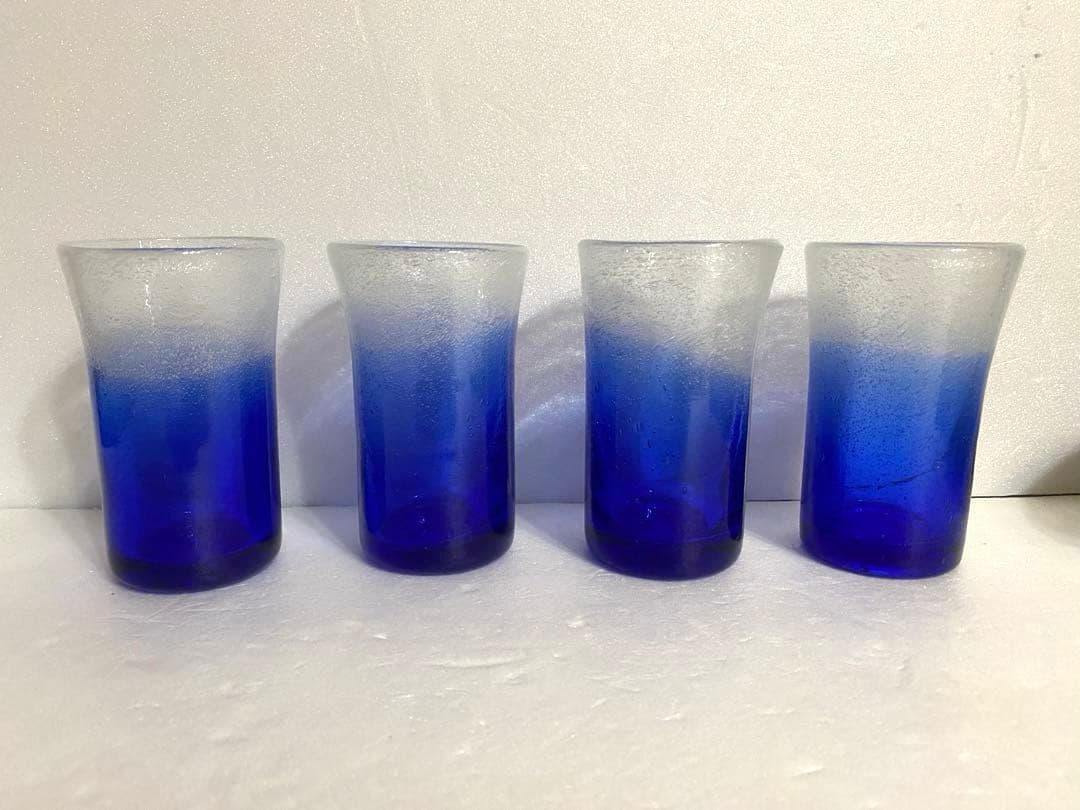 琉球ガラス　泡入り花瓶・泡入りグラス✖️5