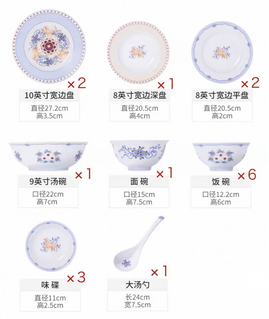 春節　馬　食器17点セット　午年　新年　中国製　景徳鎮産　陶溪川　皿　碗